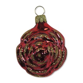 Lauschaer Glas Christmas Tree Decoration Small Rose Red Christmas Tree Decoration Mouth-Blown Hand-Decorated