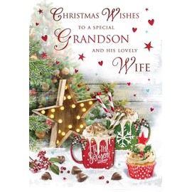 Regal Publishing Christmas Card To a Special Grandson & Wife Hot choc - 9 x 6 inches