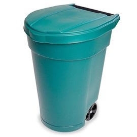 Mighty Tuff 50-Gallon Wheeled Trash Barrel - Large Outdoor Trash Can with Lid - Versatile, Durable and Convenient for Indoor or Outdoor Trash Bin