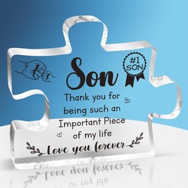 WUGUANSS Puzzle Plaque, Acrylic Modern Free Standing Sign, Ideal Son Birthday Gifts, Engraved Decor, Silver, Irregular Puzzle
