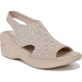 BZees Womens Destiny Bright Slingback Casual Sandal Barely Beige Shimmer Fabric 12 M