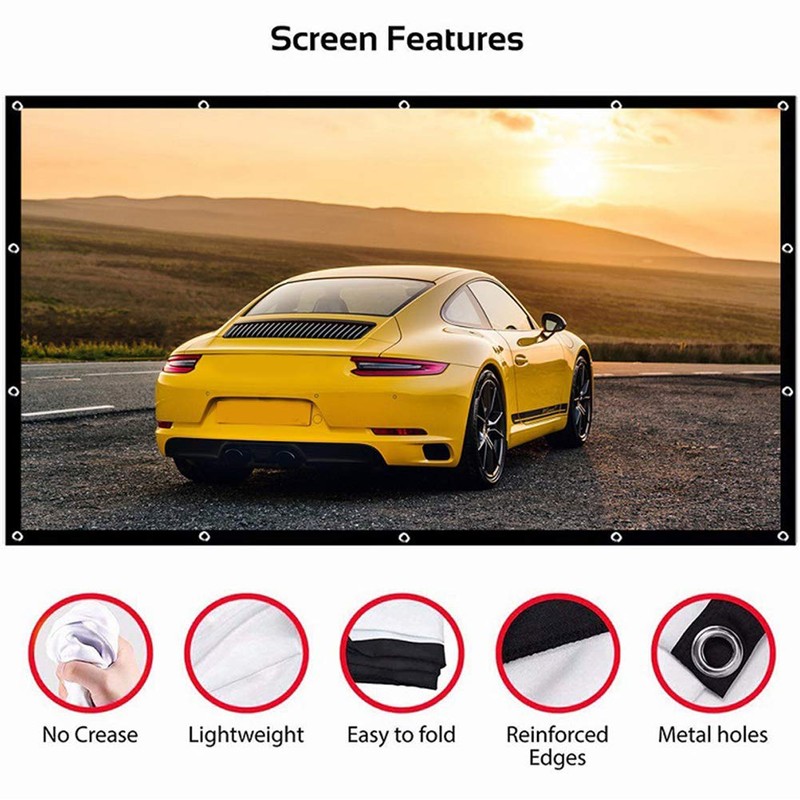 Projector Screen, Foldable 16:9 Projector Screen for Home Cinema and