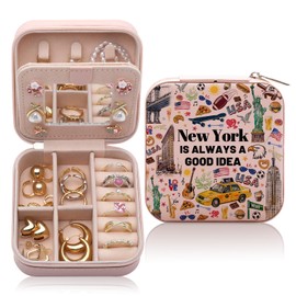 CEASQVAA New York Travel Souvenirs Gift Jewelry Box, Welcome to New York City Themed Gifts for Traveller Women Friends, I Love NYC Travel Trip Favors Jewelry Case Organizer