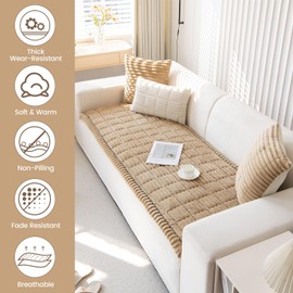 OTOB Dog Couch Cover Sofa Protector Washable, Non Slip Pet Mat Couch Cover for Dogs, Soft Fuzzy Pet Friendly Couch Covers, Durable Furniture Protector (Coffee, 27.6" x 70.9")