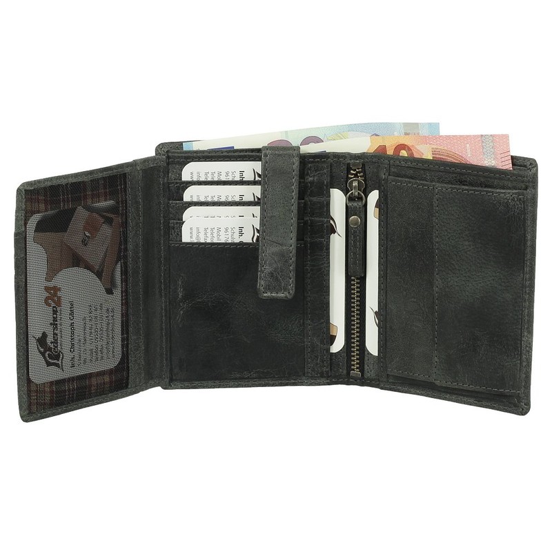 Luxury Leather Biker Wallet with Chain 10 cm Black, black,