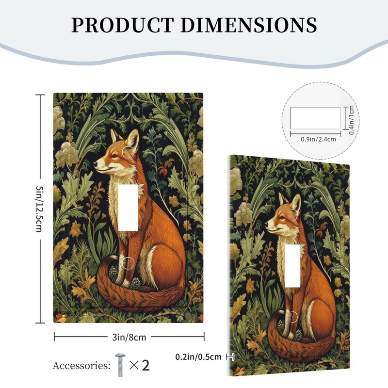 MUZUMU Fox with Leaves Light Switch Covers 1 Gang Single