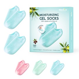 Welnove Moisturizing Socks - 2 Pairs Plush Style with Jojoba Oil & Aloe Vera Essential Oil,Ultra-Soft Hydrating Socks for Dry Feet Care，Blue