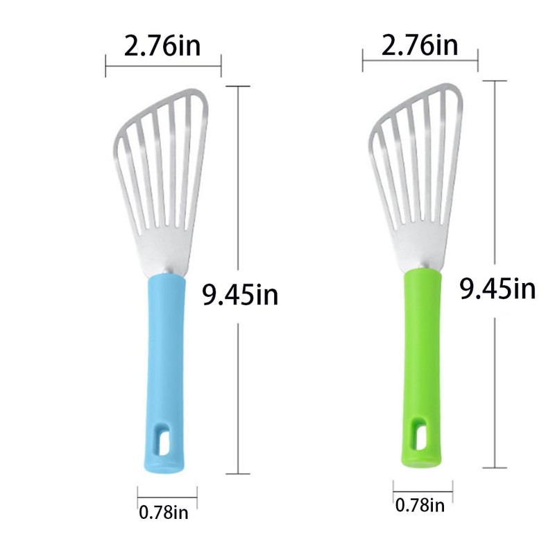2 PCS Fish Spatula，Square Slotted Egg Spatula Turner with Stainless