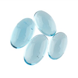 CRYSTALIS 4pcs, 8x5mm Natural Swiss-Blue-Topaz, Plain Loose Gemstone, Wholesale Bulk Cabochons, Jewelry Making Supply, Chakra Healing Polished Stones, Wire Wrapping, DIY, Gem Collection, AA+ Grade