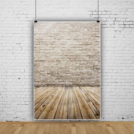 YongFoto 1.5x2.2m Vinyl Photography Backdrop Old Interior with Brick Wall and Wooden Floor Backdrops for Photo Shoots Newborn Lovers Party Adult Kids Baby Personal Portrait Photo Background Studio Props