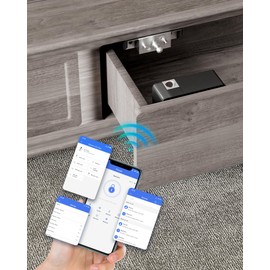 Smart Bluetooth Cabinet Locks Hidden,Safety RFID Kid Keyless Drawer Locks for Adults Children Proof,TTlock APP Works with Alexa & Google Home Smart Lock,DIY Wooden Cupboard,No Drilling,NFC,Card,Key