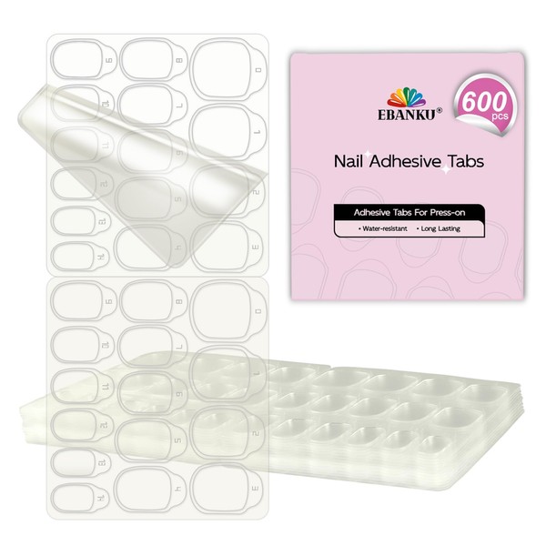 600PCS Nail Adhesive Tabs for Press on, EBANKU Waterproof Breathable