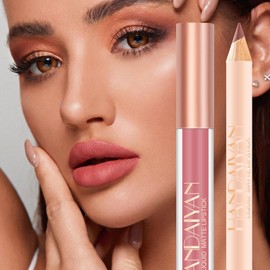 RoseFlower 12 Pcs Lip Gloss Lip liner Set Matte Long Lasting Non-Fading, Liquid Lipstick With Lip Liner Set,Nude Lipstick,Non-Stick Cup, Red Lipsticks for Women Long Lasting, Lipgloss set #A