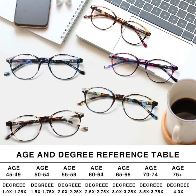 NORPERWIS 5 Pairs Reading Glasses - Standard Fit Spring Hinge