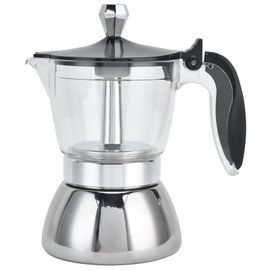 Cafetera Moka Strong para estufa de inducción, cafetera Moka Pot con acrílico premium+acero inoxidable, Moka Pot - 4 tazas, cafetera italiana clásica para los amantes del café Ideas de regalo
