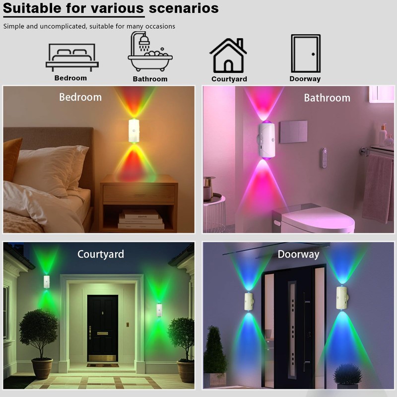 Rechargeable Motion Sensor Light Indoor, Magnetic RGB Wall Sconces 2