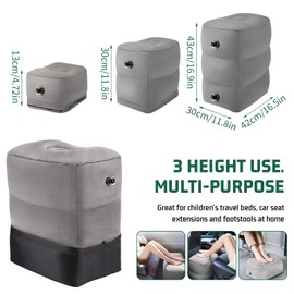 Wisebom Travel Footrest Cushion, Inflatable Footrest Cushion, Height Adjustable Aeroplane Travel Pillow, Footrest Aeroplane for Children, 3-Layer Portable Leg Support Cushion for Car, Train, Home,