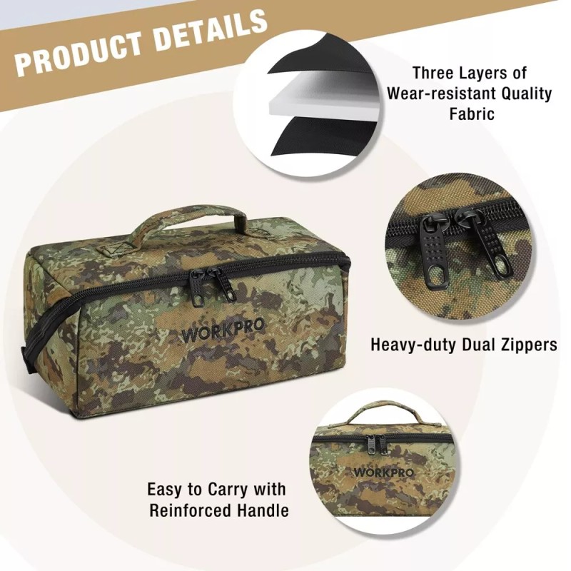Workpro 3 PIECE Tool Bag 10" Utility Wide Mouth Heavy