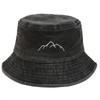 Malaxlx Unisex Mountain Embroidered Black Bucket Hat Summer Travel Beach