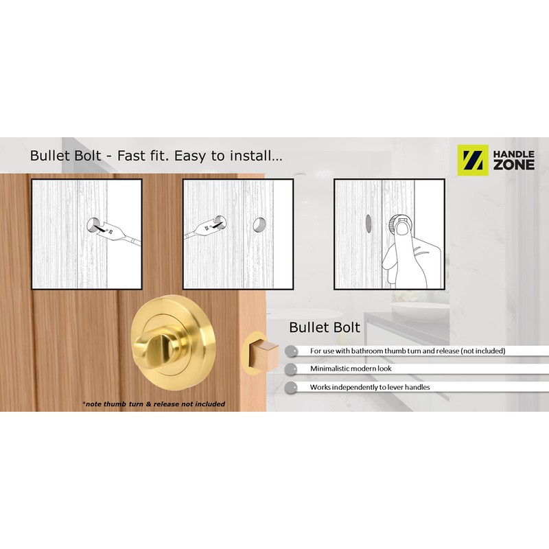 HANDLEZONE® 76mm Bullet Bolt, Round Designer Mortice Deadbolt, Catch for