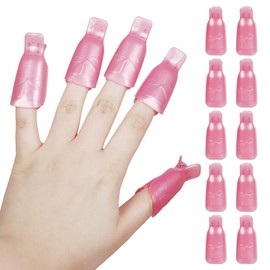 Beauticom 10PCs Plastic Acrylic Nail Art Soak Off Cap Clip UV Gel Polish Remover Wrap Tool (Pink)