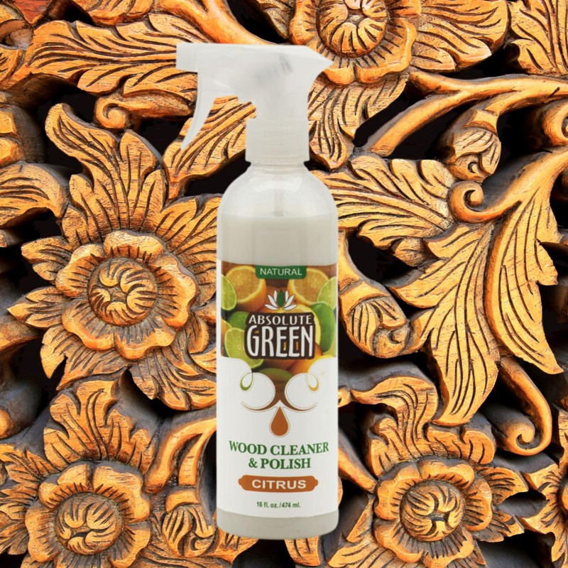 Absolute Green Citrus Wood Polish Cleaner Spray, Non-Toxic, Dust, Clean,