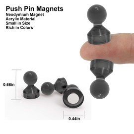 Ant Mag Magnetic Push Pins Strong Push Pin Magnets for Fridge Whiteboards Calendars Maps in School & Office Pack of 18（Black）