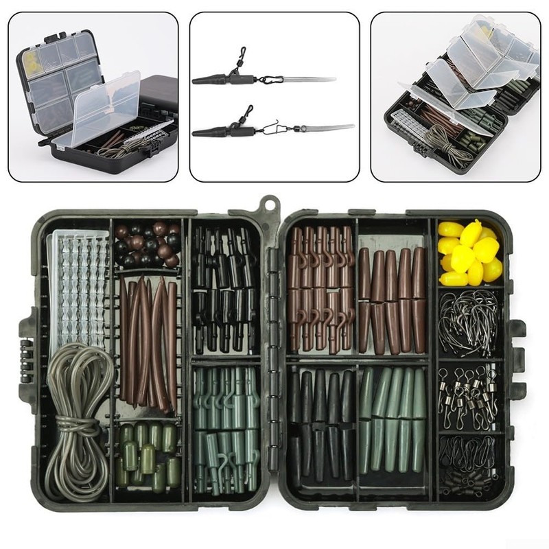 Premium Carp Fishing Rigs Set, 173-Piece Tackle Box Kit with