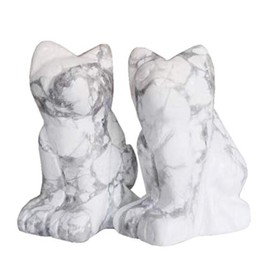 Manekieko Manekieko 2 Pcs Natrliche Wei?er Howlith Trkis Glckliche Katze Kristalle und Heilende Steine Figuren Collectibles,1.5 Zoll Bro Dekor