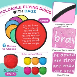 HyDren 18 Sets End of The Year Gifts 6 Colors Inspirational Flying Disc Foldable Fan with Storage Bag Summer Favors Game Outdoor Activity Birthday (Solid Color)