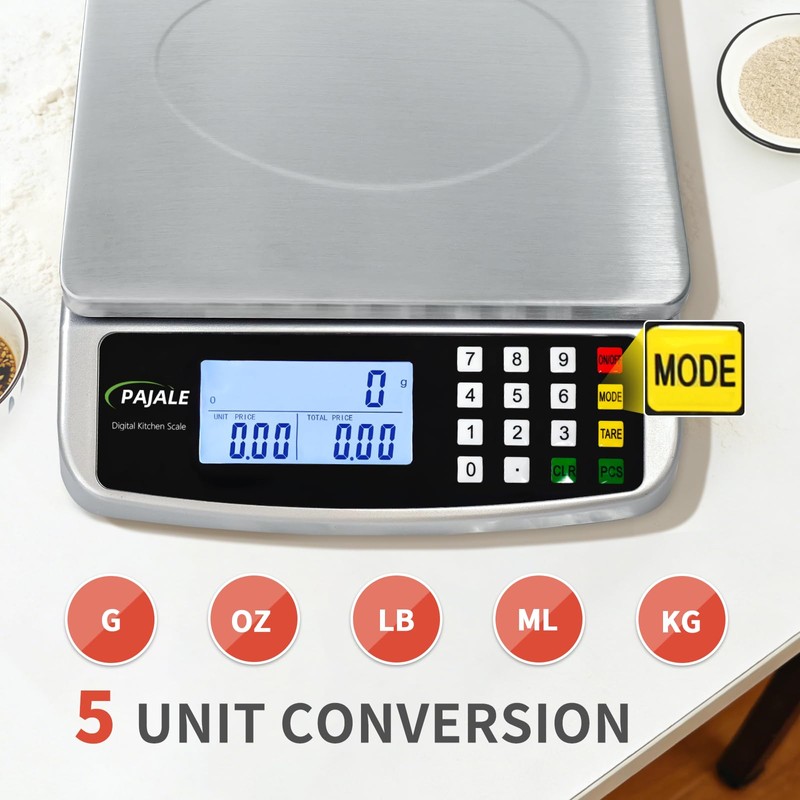 Large Food Scale 110 lb, Commercial Kitchen Scale 50kg with