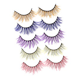 LALAFINA Fake Eyelashes 5pcs Decorative False Eyelashes for Cosplay Makeup Random