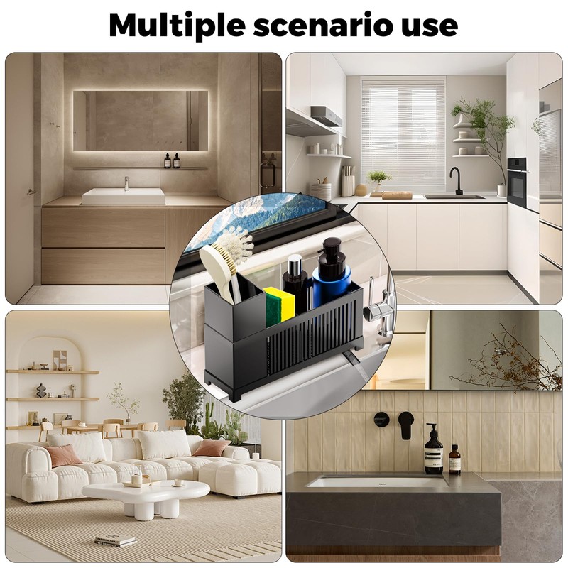 KOOSREEL Kitchen Sink Caddy Organiser, Sponge Holders with Removable Drain