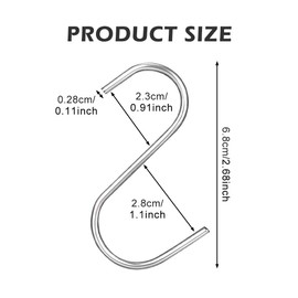 Pack of 20 S Hooks Stainless Steel - Hooks for Hanging S Metal Hooks, Heavy Metal S Shaped Hooks for Bathroom Utensils, Office, Kitchen, Wardrobe, Can Hang Heavy Items, Gardening
