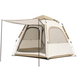 6 Person Tent Beach Tent Backpacking Tent Camping Tent with Handbag 2 Extendable Canopies Mesh Doors and Mesh Windows Ventilated Sun Shelter for Outdoor Activity