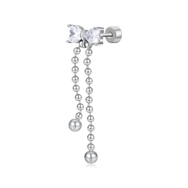 Hanreshe Helix Earrings for Women Flat Back Earrings Silver Bow