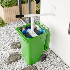 Xikopus Manual Trash Compactor, Wall Mounted - Wastemate Bin Compactor in Wheelie, Heavy-Duty Steel Garbage Compressor Tool for Kitchen, Garden, Restaurant, White