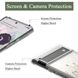 Unov Compatible with Pixel 6 Pro Case Clear with Design Soft TPU Shock Absorption Slim Embossed Pattern Protective Back Cover for Pixel 6 Pro (Flower Bouquet)