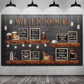 Qilery Coffee Motivational Bulletin Board Set Industrial Inspirational Welcome Classroom Decoration Positive Bulletin Board Cutout Classroom Decoration for Back to School Educational Material