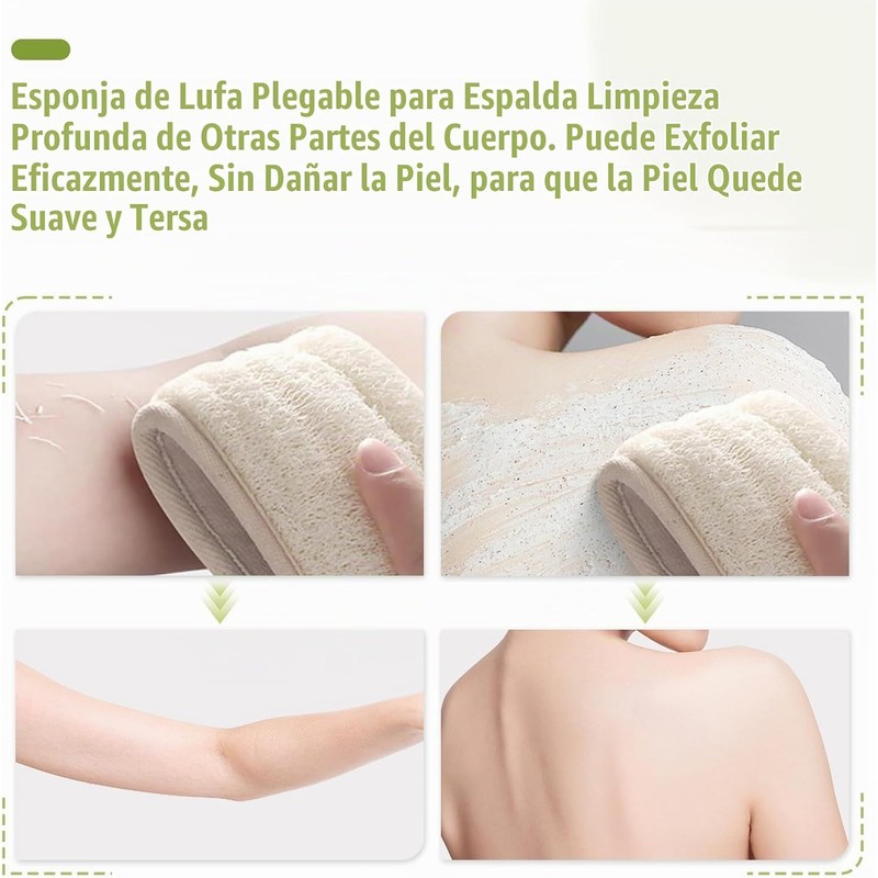Esponja de lufa natural para la espalda, exfoliante corporal, exfoliante