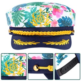 SOIMISS Yacht Captain Hat Sailor Hats Embroidery Sailor Captain's Hat Marine Admiral Costume Hat for Women Men Adults (White)