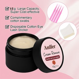 Anifer Eyelash Extension Remover 15g, Rose Scent - Fast-Dissolving, Gentle for Sensitive Skin, Creamy Formula, No Residue, Professional & Home Use