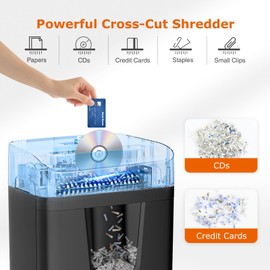 Bonsaii 12 Sheet Paper Shredder for Home Office, Heavy Duty Shredder with P-4 Security Level, 15 Mins Running Time, Cross Cut Shredder for CD, Credit Card, Document, Mail with 5.3 Gal Pullout Bin