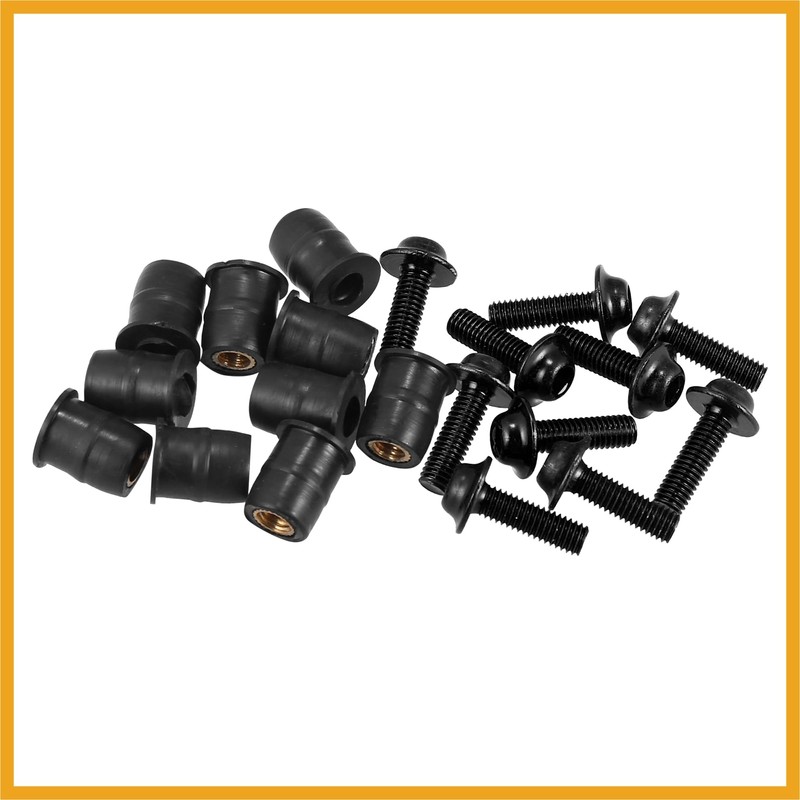 Partuto 10pcs M5 Motorcycle Windscreen Screw Fairing Windscreen Bolt Black