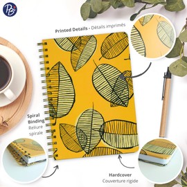 Pierre Belvédère - Spiral Notebook - 6.5” x 9.5” Sheet Size - 192 pages - Hardcover, Lined Journal - Yellow Leaves - 7731983
