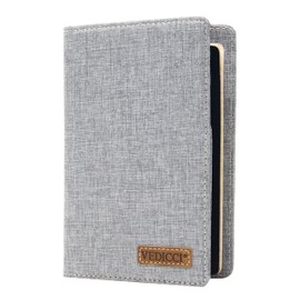 Vedicci Porta Pasaporte para Viaje de Tela. Cartera para pasaporte de viaje. Funda con Compartimentos para Pasaporte, Visa y Tarjetas. Passport Holder. Medidas 9 X 14.cms. Passport Holder. (Gris)