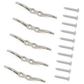 gexuamz Rope Clamp Hook Mooring Clamp Flagpole Clamp - Pack of 5 Stainless Steel Rope Clamp Hook Flag Pole Receipt Cleat Boat Cleats Boat Lamp Mounting Screws Included