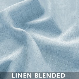 Light Blue Curtains Panels 63 Inch Length for Nursery Back Tab Semi Sheer, Linen Textured Drapes Rod Pocket 2 Panels Set,Baby Sky Blue Summer Cozy Decor Curtain for Bedroom/Living Room/Kids Room