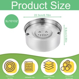 3L Dog Water Bowl,Non Spill Dog Water Bowl,Stainless Steel Dog Bowls,Large Dog Water Bowl Dispenser Floating Anti Spill Dog Water Bowl,Dogs Water Bowl for Vehicle Cat Dog Slow Drinking Bowl Puppy