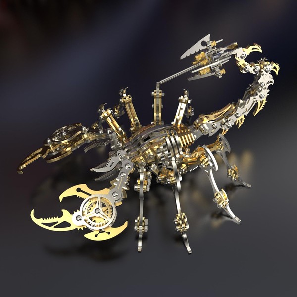 Articulated Mechanical Scorpion Model, Metallic Finish, Made with Aloy and